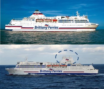 M/V Normandie before and after retroffiting (©: BRITTANY FERRIES)